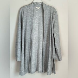 Eileen Fisher Women's Organic Cotton Cardigan Open Front Gray Herringbone Medium